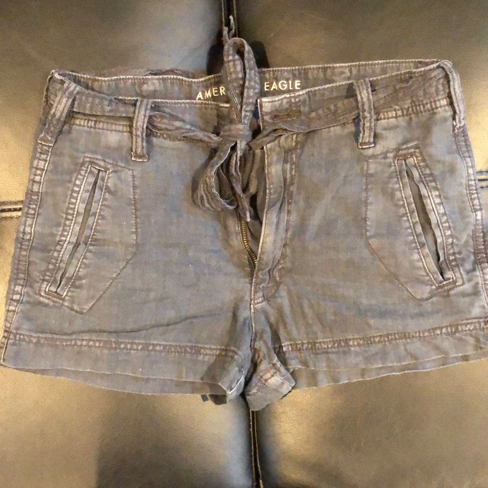 Off Black Shorts With Tie Belt